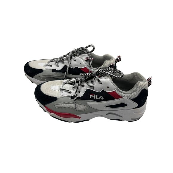 Fila Mens Running Shoes Size 7 Ray Tracer White Black Sneakers 3RM00588-102 - Picture 1 of 7